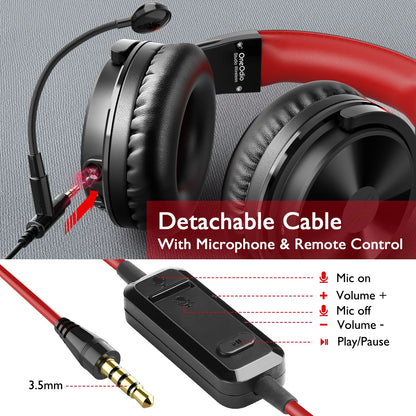 Cuffie da gaming wireless Bluetooth 5.2 OneOdio 110H – Autonomia di 110H, cuffie over-ear con bassi profondi e microfono, headset 2-in-1 cablato e wireless per PC PS4