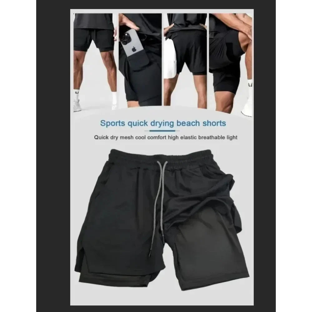Bandai Dragon Ball Goku Printed Double-layer Shorts, Loose Men's and Women's Summer Sweat-wicking and Breathable Sports Shorts