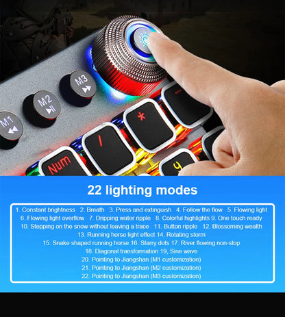 Teclado mecánico AULA F2088 con cable para gaming, perilla multifunción, 104 teclas, retroiluminación mágica y programación de macros para ordenador