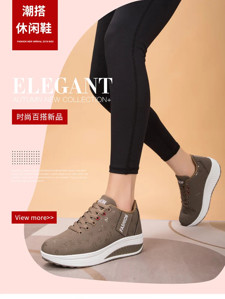 Zapatillas casuales de mujer para exterior con suela gruesa, plataforma de moda, talla grande 42, suela plana, para caminar, deporte, caminatas y running