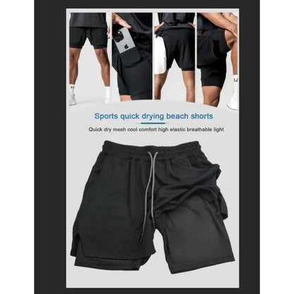 Dragon Ball GOKU Printed Double Layer Shorts Bandai Anime Loose Men's Summer Sweating Breathable Sports Shorts