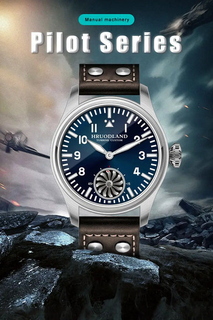 Hruodland Pilot St3620 Retro Men's Manual Mechanical Watch Luxury Sapphire Bgw-9 Night Light Turbine Waterproof 5Bar