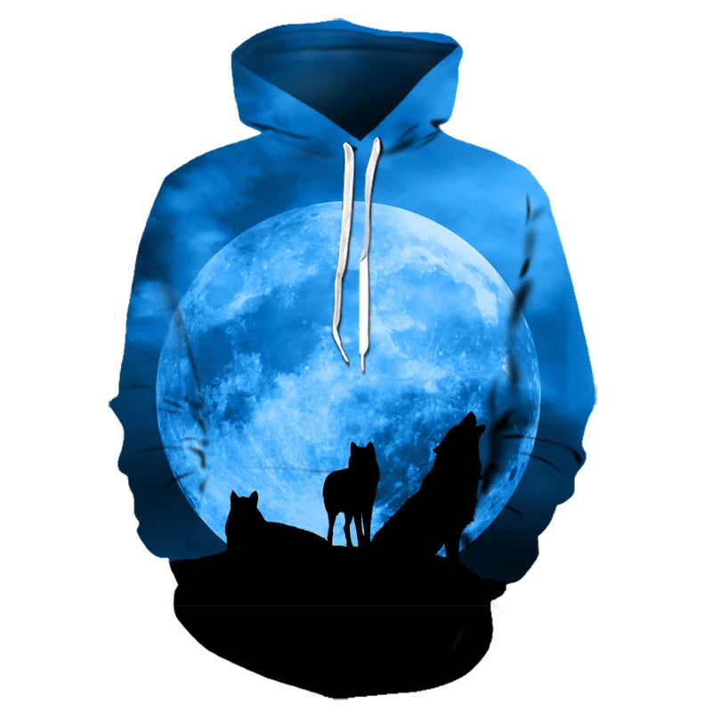 Felpe con cappuccio oversize 3D Animal Wolf da uomo e donna, moda casual, pullover hip hop Harajuku streetwear