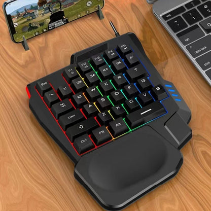 1pc RGB Gaming Keyboard Single Hand Mini USB Ultra-slim Wired 35-Keys One-Handed Backlight Keyboard For Computer PC Laptop