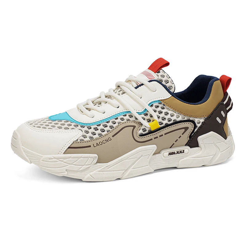 Men's Sports Shoes Summer Mesh Casual Fashion Lace-Up Walking Shoes 2026 New Youth Daily Commuting Comfortable Versatile Sneakers