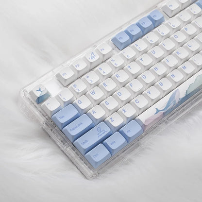 133 Keys XDA Profile Keycap Ocean Whale Theme PBT Keycaps For MX Switch Mechanical Keyboard Dye Sublimation Blue White Key Caps