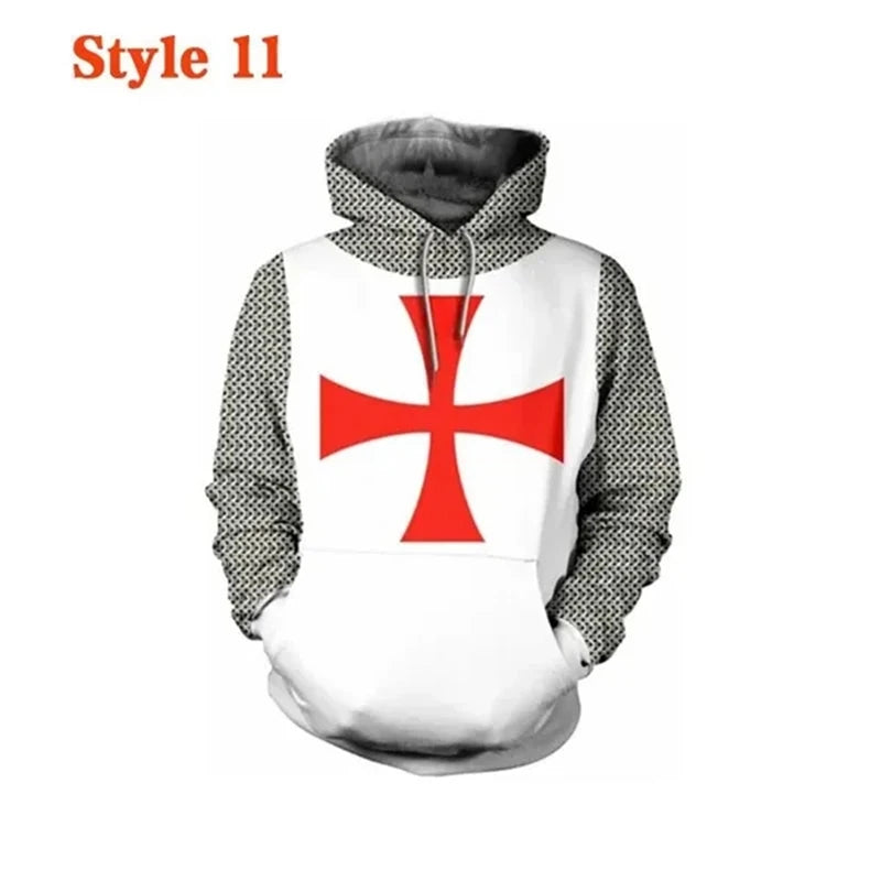 Knight Templar Men's Hoodie Sweatshirt 3D Printed Men Women Casual Hooded Sweatshirts Pullover Hip Hop Harajuku Streetwear Tops