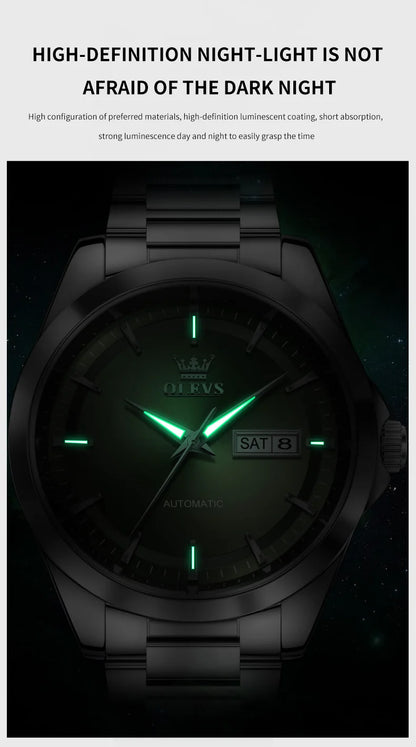 OLEVS 7090 Mens Watch Luxury Original Automatic Mechanical Watch Chronograph Week Date Watches For Man Waterproof Luminous