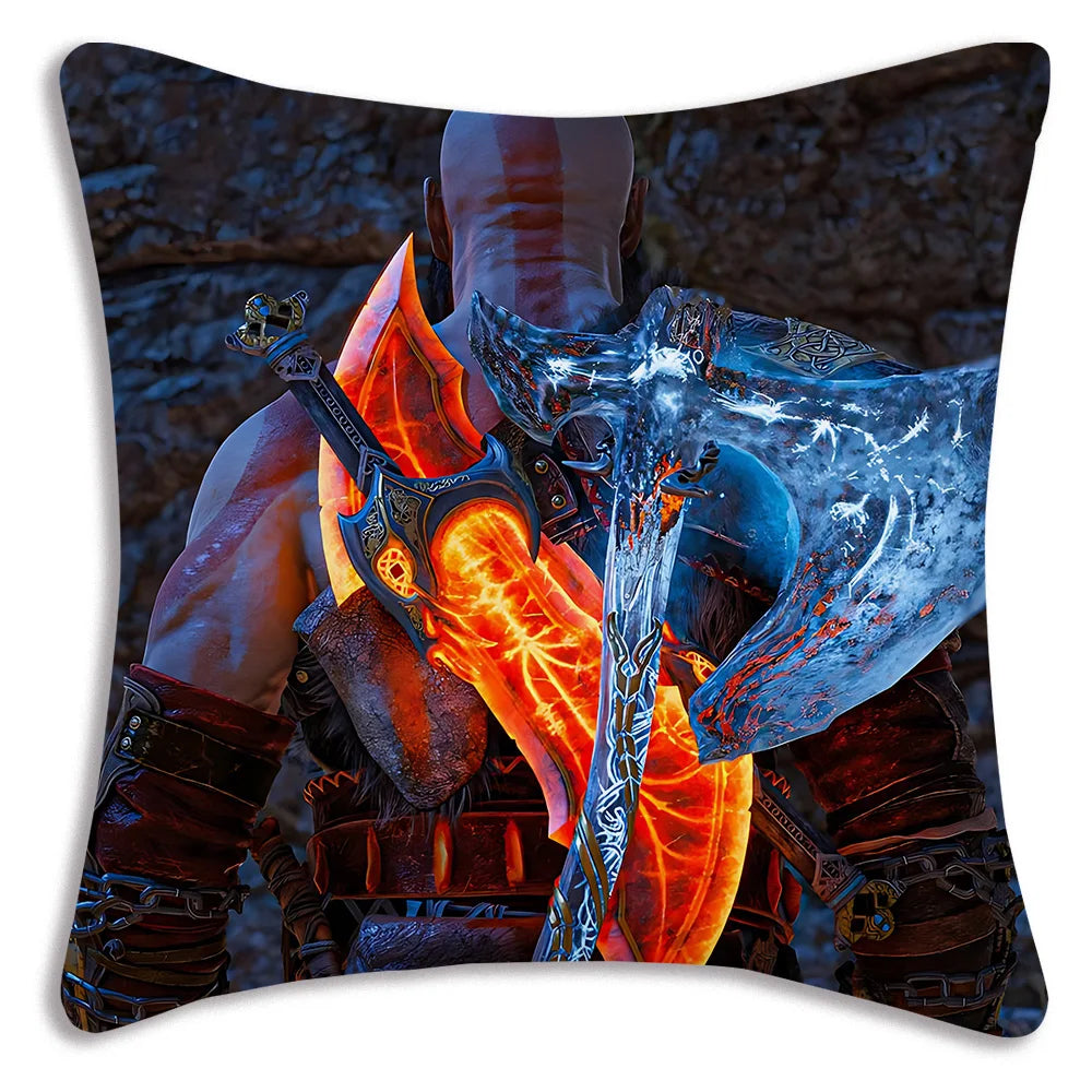 Pillow Covers Cartoon Game G-God of War R-Ragnaroks Sofa Decorative Home Double-sided Printing Short Plush Cute Cushion Cover