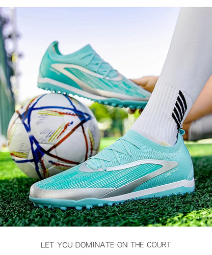 Chuteiras de futebol novas para homem, com pitons para exterior, respiráveis, adulto, antiderrapantes, calçado de futebol desportivo, pitons longos, treino, rapaz, jogo, confortáveis