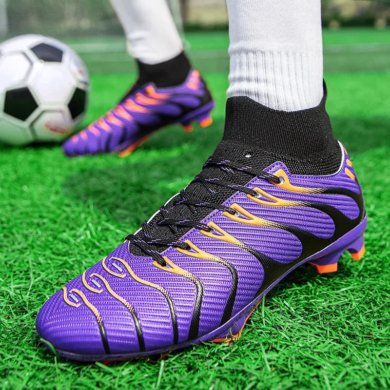 Chaussures de Football pour hommes, chaussures de Sport FG/TF, bottes d'entraînement en plein air pour garçons, antidérapantes, longues pointes, Futsal d'intérieur confortables