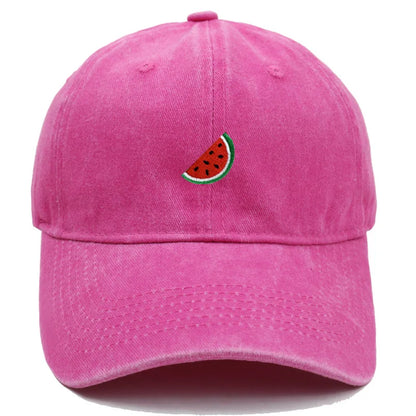 Printed Watermelon Baseball Cap Men's Washed Soft Top Retro Dad Hats Women's Casual Versatile Fashion Trend Duck Tongue Caps