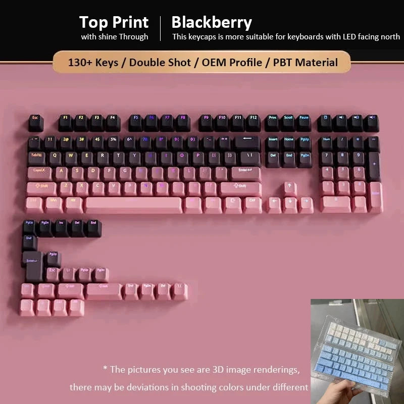 133+ tasti OEM Profile Gradient Keycaps per tastiera meccanica da gaming con switch Cherry MX, PBT retroilluminati RGB, layout ISO, keycap
