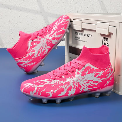 Chaussures de football pour hommes AG FG, chaussures de football pour terrain ferme, respirantes, en PU, anti-abrasion, pour les matchs et l'entraînement quotidien des adultes
