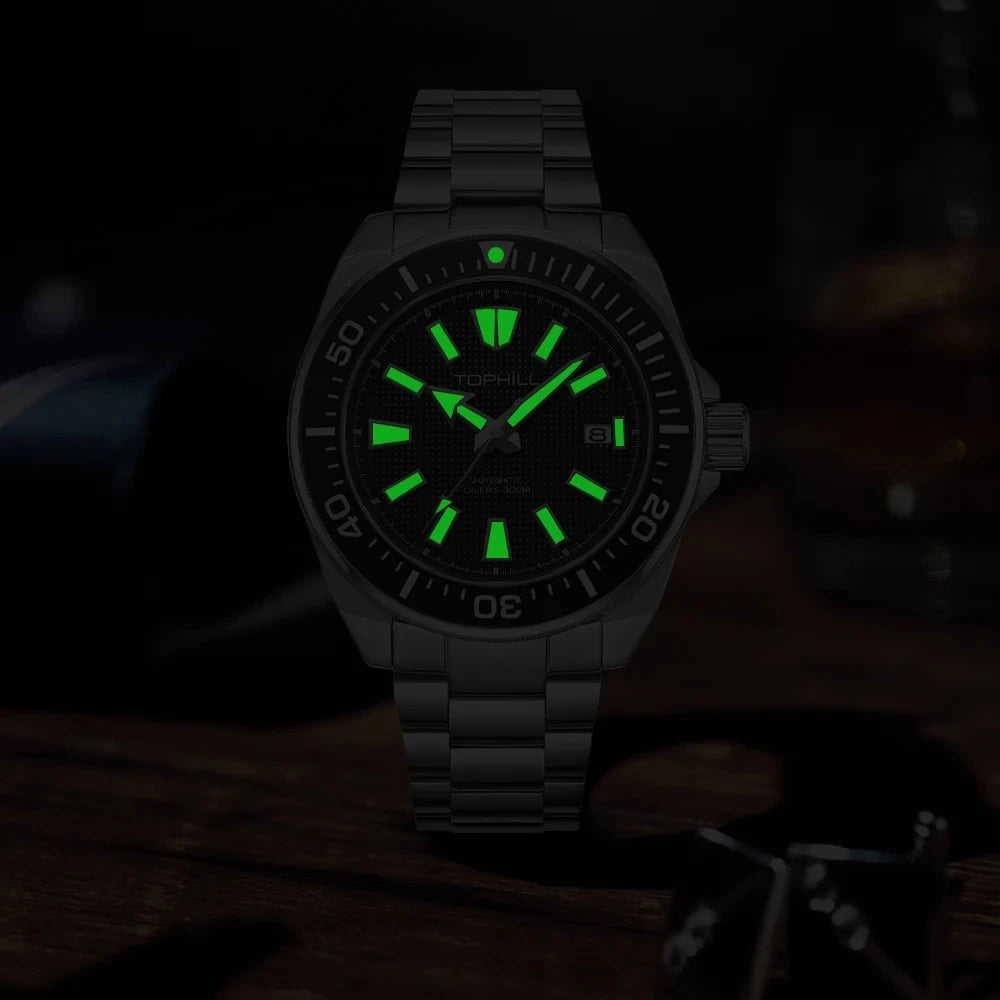 TOPHILL 43.5mm Professional Dive Watch Automatic NH35 Movement Sapphire 300M Waterproof Super Luminous Diving Men's Wristwatches