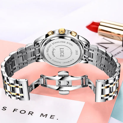 LIGE New Fashion Luxury Women Watch Waterproof Quartz Ladies Watches Business Steel Band Casual Bracelet Date Clock Wristwatches