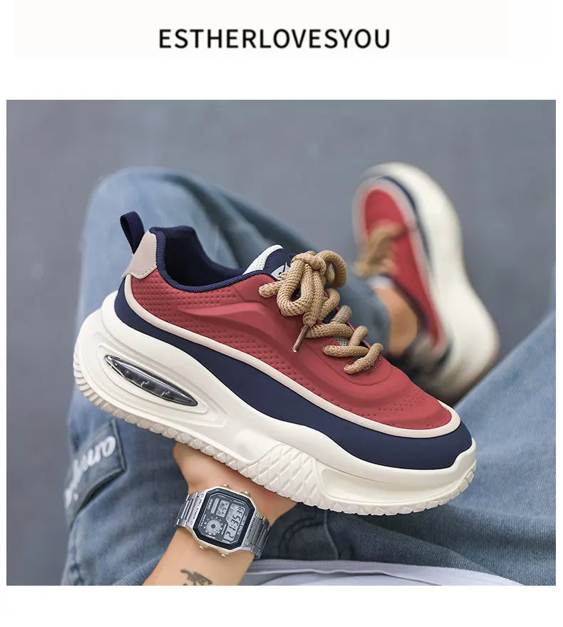 Men's Casual Sports Shoes, Fashionable Thick Soled Skateboarding Shoes, Trendy and Comfortable Men's Shoes Suitable for Outdoor