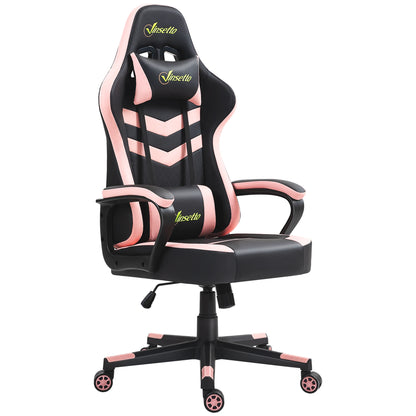 Vinsetto Swing Gaming Chair with Height Adjustable Pink Headrest