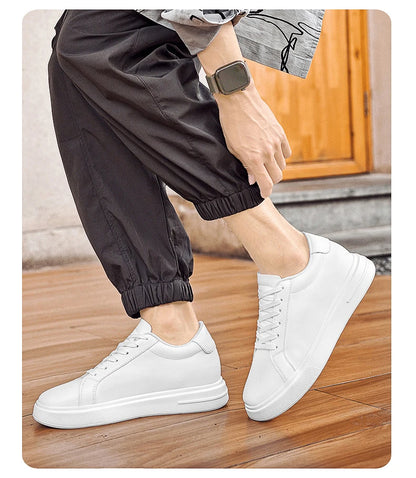 New Men's Sneakers Elevator Shoes Height Increasing Insole 6-10CM High Heels Leather Sport Shoes Men's Shoes