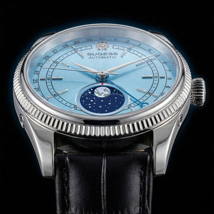 Sugess 40mm Men's Moonphase Automatic ST2108 Movement Sapphire Crystal Mechanical Wristwatch Waterproof Date 2024 New