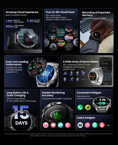 HAYLOU Solar 5 Smart Watch 1.58'' AMOLED Display Smart Watch Voice Calling 24H Health Monitoring 100+ Sport Modes Smartwatch