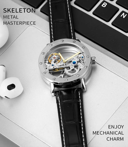 2026 Top Brand Luxury Steel Skeleton Tourbillon Automatic Watch Men's Leather Mechanical Waterproof Luminous Elegant Wrist Clock