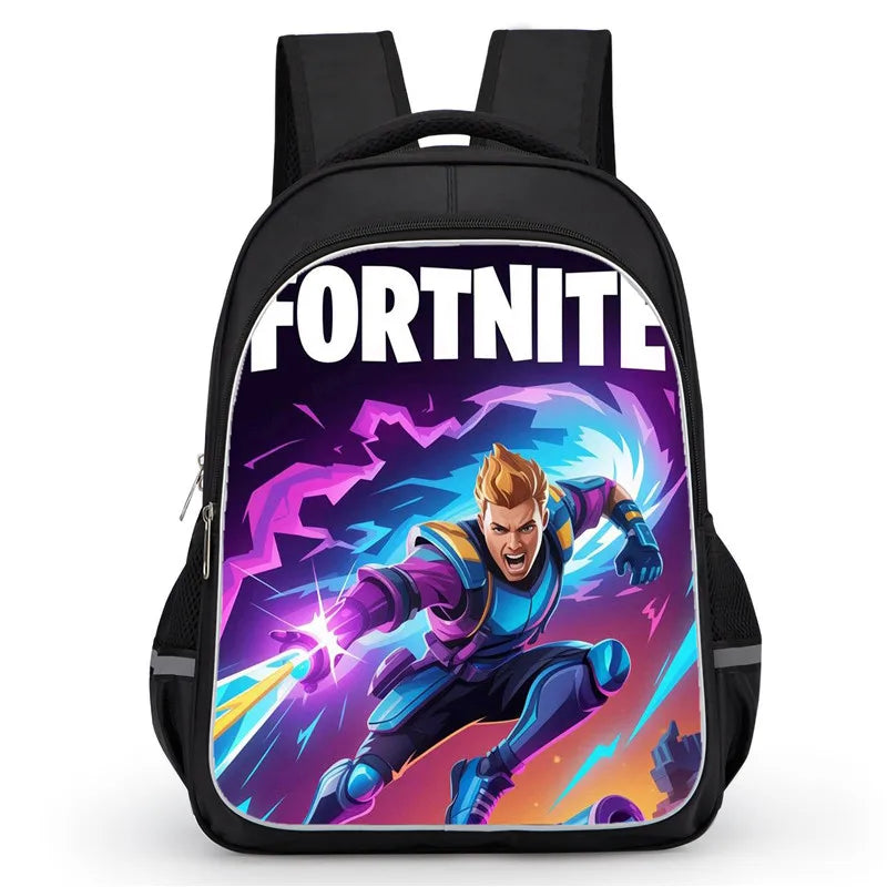 16 Inch Fortnite Cartoon Backpack Unisex for Boys and Girls with Dual Zippers Large Capacity Lightweight Student Backpack