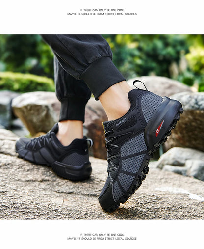 Sapatos de Caminhada para Homem Todo-o-Terreno, Calçado Desportivo Outdoor em Malha Respirável, Antiderrapante e Resistente ao Desgaste, Sapatos de Caminhada e Ciclismo Outdoor