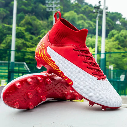 Black Men's Soccer Shoes AG/FG Cleats Training Football Boots High Ankle Sports Shoes for Men Kids Adults Sneakers Sizes 35-45
