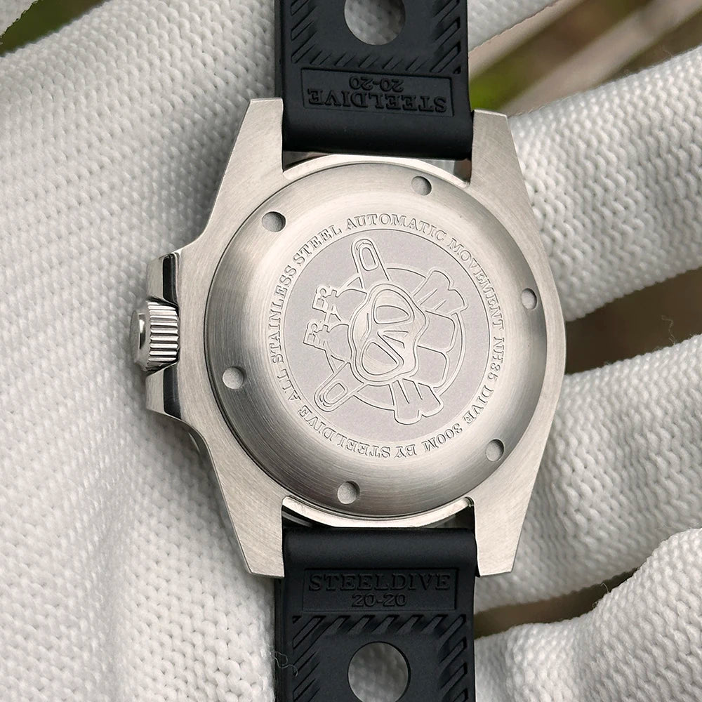 STEELDIVE SD1954 Black Dial 41MM Stainless Steel NH35 Automatic Movement What Ghost Mens 300M Dive Watch  Sapphire Glass