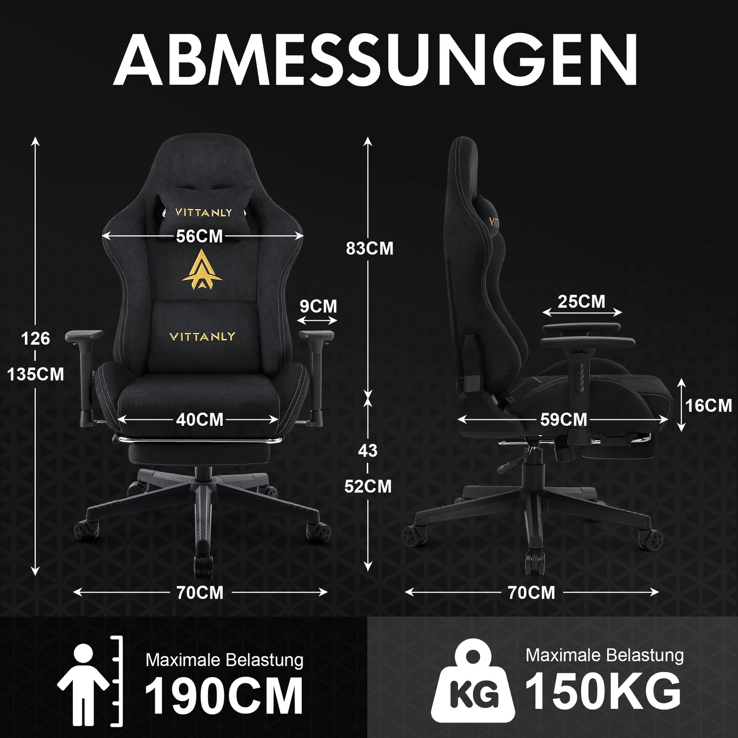 Kitinjoy High Quality Gaming Chair with Footrest, Ergonomic Adjustable Computer Chair, Comfortable Office Chair with Footrest Support for Gaming & Work