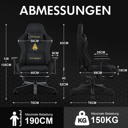 Kitinjoy High Quality Gaming Chair with Footrest, Ergonomic Adjustable Computer Chair, Comfortable Office Chair with Footrest Support for Gaming & Work