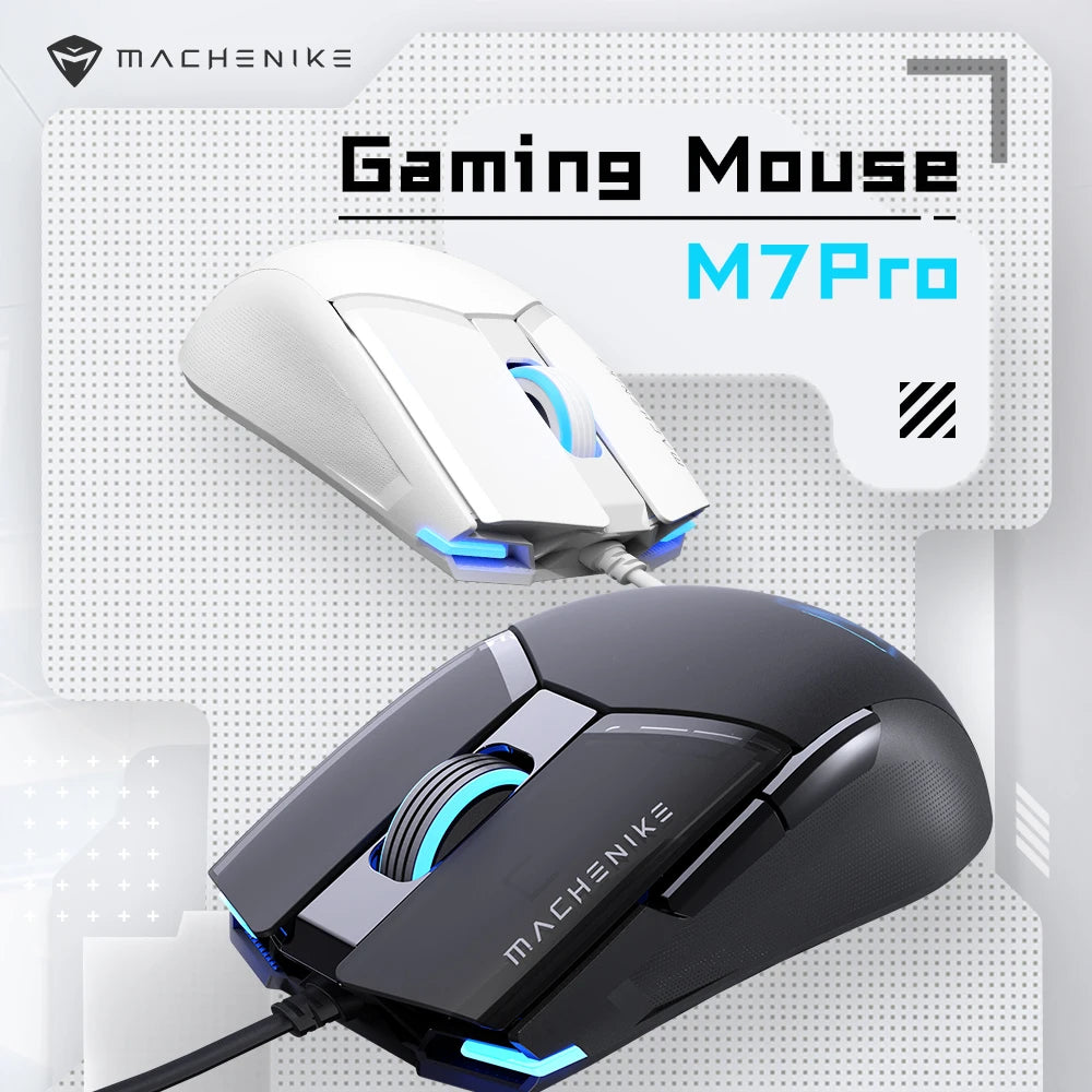 Mouse gaming cablato Machenike M7Pro USB Instant A825 12800DPI 1000Hz 7 pulsanti 65g RGB per laptop e PC