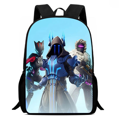 Mochila leve Fortnite Cartoon de 15 polegadas com alças ajustáveis para crianças, saco escolar diário para meninos e meninas dos 5 aos 9 anos