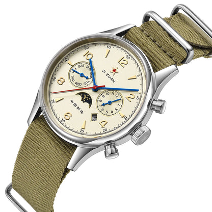 SEAKOSS Automatic Mechanical Wristwatch 1963 with Seagull ST1654 Movement 24H-Hour Display Air Force Pilot Calendar Men's Watches