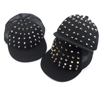BASEBALL CAPS FOR BOTH Men Women Boys Girls Punk Studded Baseball Hip-Hop Hat Adjustable Snapback Spike Rivet Stud Cap