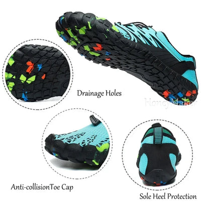 Zapatos acuáticos unisex de secado rápido con drenaje para vadeo, playa, deportes acuáticos, natación, yoga, buceo, surf y uso barefoot
