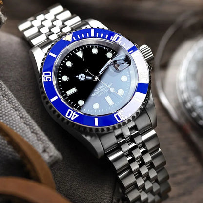 Orologio da uomo automatico 200m impermeabile Miyota8215, orologio subacqueo 40mm con movimento meccanico, luminoso, cinturino Jubilee e fibbia Glide Lock