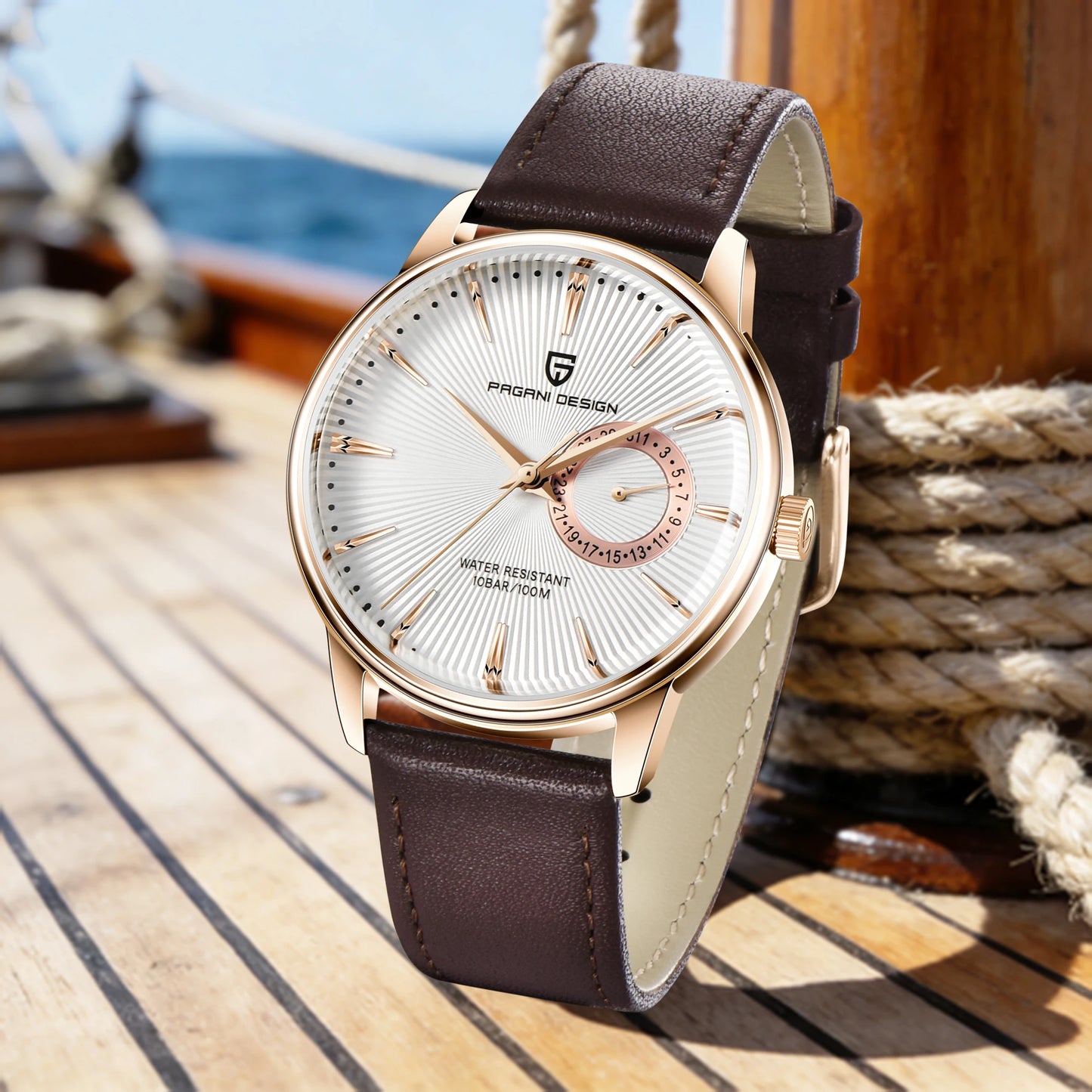 PAGANI DESIGN Men's Casual Quartz Watch Light Luxury All-Match Coated Glass Waterproof Stainless Steel Dial Date Display Watch