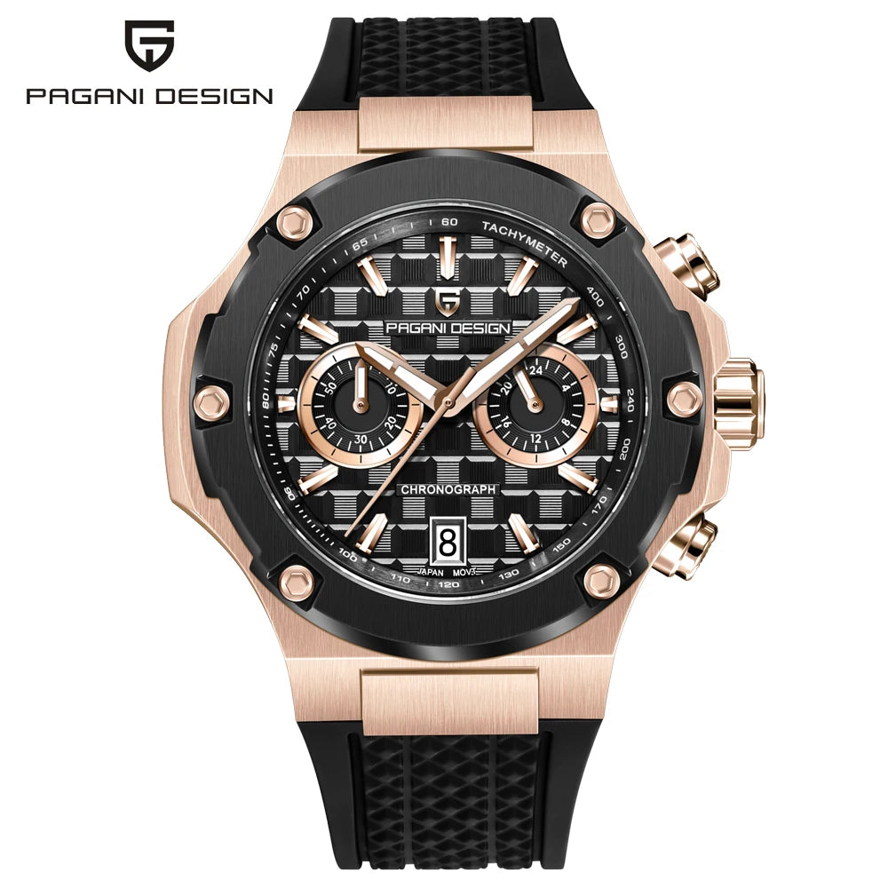 Orologi al quarzo da uomo PAGANI DESIGN – Cronografo sportivo di lusso, impermeabile, dotato di lancette luminescenti e vetro zaffiro con trattamento antiriflesso