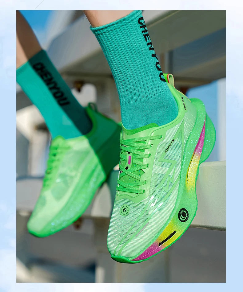 Men Running Shoes Specialty Carbon Plate Sports Marathon Breathable Lightweight Women Comfortable Nonskid Chunta Sneakers