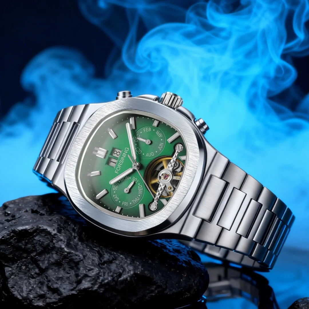Forsining 481 Military Man Tourbillon Hands Watch Week Date Automatic Mechanical Watches Stainless Steel Clock Relogio Masculino
