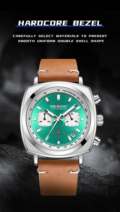 2026 New Square Watches for Men Multi-Functional Three-Eye Six-Pin Timing Waterproof Chronograph Quartz Watch Relogio Masculino