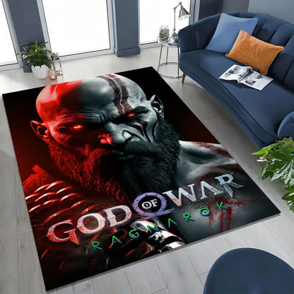 Classics God of War Kratos 3A Game Gamer Rug for Bedroom Living Room Sofa Home Doormat Decor, Large Kids Play Non-slip Floor Mat
