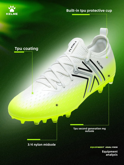 Kelme Men’s MG Soccer Cleats Indoor Short Studs Professional Match Football Boots Slip-Resistant Training Turf Shoes