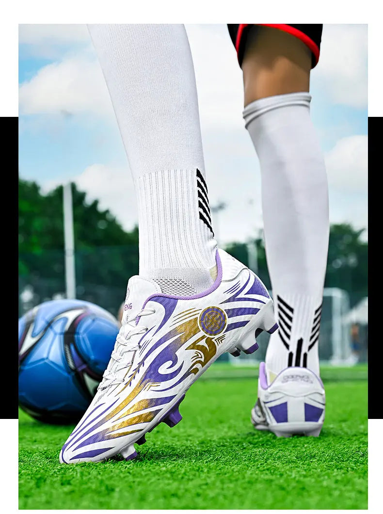 Original Soccer Cleats Men Training Shoes Outdoor Non-slip Children's Football Shoes Long Spikes Men's Futsal Shoes Size 32-45