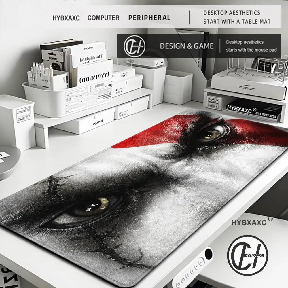 Large Size Mouse Pad God of War Gaming Accessories Keyboard Mausepad Computer Pc Gamer Cabinet Deskmat Anime Rubber HYBXAXC XXL
