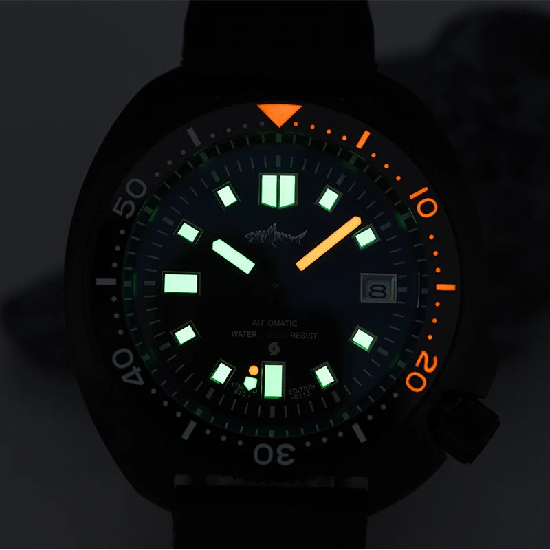 Heimdallr Men's watches 44mm PVD 6105 Diver Watch Japan NH35 Movement Automatic 200M Waterproof Ceramic Bezel Wristwatch