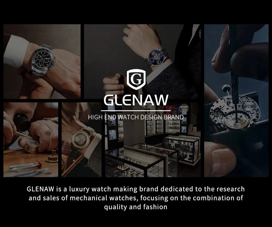 Glenaw high-end business fully automatic mechanical multifunctional men's watch fashionable waterproof luminous watch