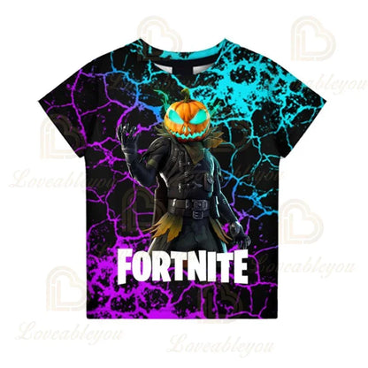 Fortnite Boys T-shirt Kids Tops Summer Children Clothes 3D Funny Battle Royale Game Graphics T-Shirt Toddler Girls Top Tee